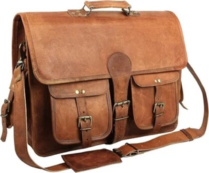 Genuine Leather Shoulder bag Men Crossbody bag Messenger Bag Handbag Brown - Picture 1 of 9