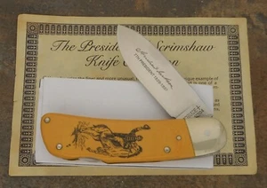SCHRADE+ USA SCRIMSHAW 1982-84 ANDREW JACKSON PRESIDENTIAL KNIFE SC504 - Picture 1 of 10