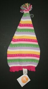 New Gymboree Girls 6-12m Soft Knit Baby Infant Tall Gnome Hat Rainbow Stripes