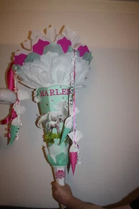 XXL Schultüte, Zuckertüte, Einhorn mit Fohlen mit Schultütenschleife & Minitüten - Bild 1 von 13