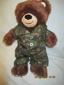 Build a Bear Baseball Teddy Bear Brown Plush Camouflage Military Uniform 15" - Picture 1 of 5