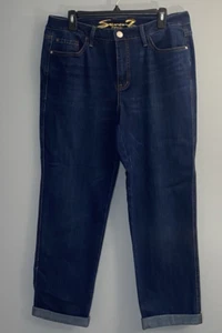 Seven7 Weekend Easy Fit Boyfriend Women's Rolled Cuff Jeans Size 8 Dark Wash - Picture 1 of 6