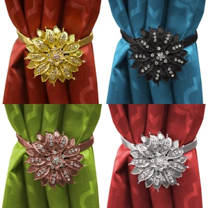 2 PC Floral Curtain Holdback Window Tieback Decorative Bling Magnetic Clip Yule - Picture 1 of 30