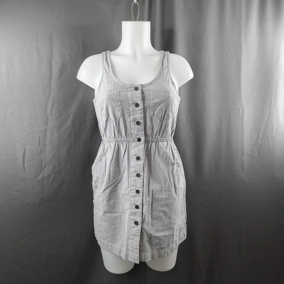 I Love H81 Womens Dress Small Gray Stripe Cotton Sundress Mini Summer Coastal - Изображение 1 из 4