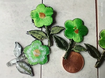 yellow flower Embroidery Sew Iron On Patch Badge Embroidered Fabric Applique 4pc - Image 1 of 3