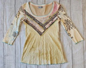 Gypsy Daisy Size Medium Y2K Style Boho Hippie Whimsical 3/4 Length Sleeve Shirt - Picture 1 of 10