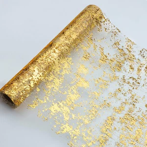 Glitter Metallic Gold Table Runner 11 Inch X 100 Feet Thin Mesh Sparkle Table Ru - Picture 1 of 7
