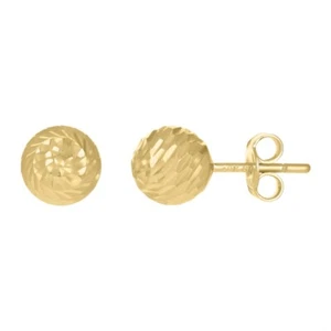 Aretes de bola de oro amarillo de 10 k con corte de diamante de 8 mm regalo de 1,7 g para madre - Imagen 1 de 1