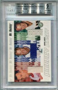 2001-02 BAP Ultimate Memorabilia Journey Jerseys 4 Gordie Howe Triple Jersey /50