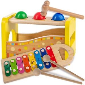 Spielzeug Xylophon, Steckwürfel aus Holz Baby Kinder Sortierwürfel Holzspielzeug