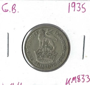 Moneda Gran Bretaña 1 chelín 1935 KM833, plata, Jorge V - Imagen 1 de 3