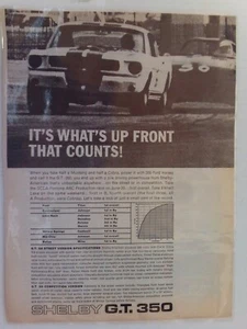 1965 MUSTANG "G.T. 350" B/W PRINTED  Vintage Ad LAMINATED FREE SHIPPING - Picture 1 of 2