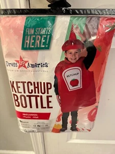 Dress Up America Ketchup Bottle Halloween Costume For Kids Medium Size 8-10 - Picture 1 of 1