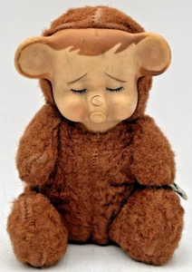 KNICKERBOCKER POUTING ANIMALS 6" RUBBER FACE TEDDY BEAR PLUSH HURT NOSE - Picture 1 of 9