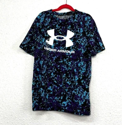 Under Armour, Boys Large, Black/Purple/Blue, Under Armour Logo, Digital Camo NWT - Image 1 of 4