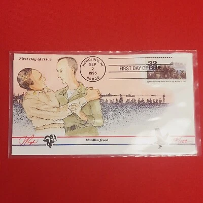 First Day of Issue Fierce Fighting Frees Manila Stamp Cache Envelope Enclosure - Image 1 of 4