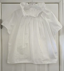 Rosetta Getty Top Women 8 White Cotton Cropped Boxy Cap Sleeve - Picture 1 of 17