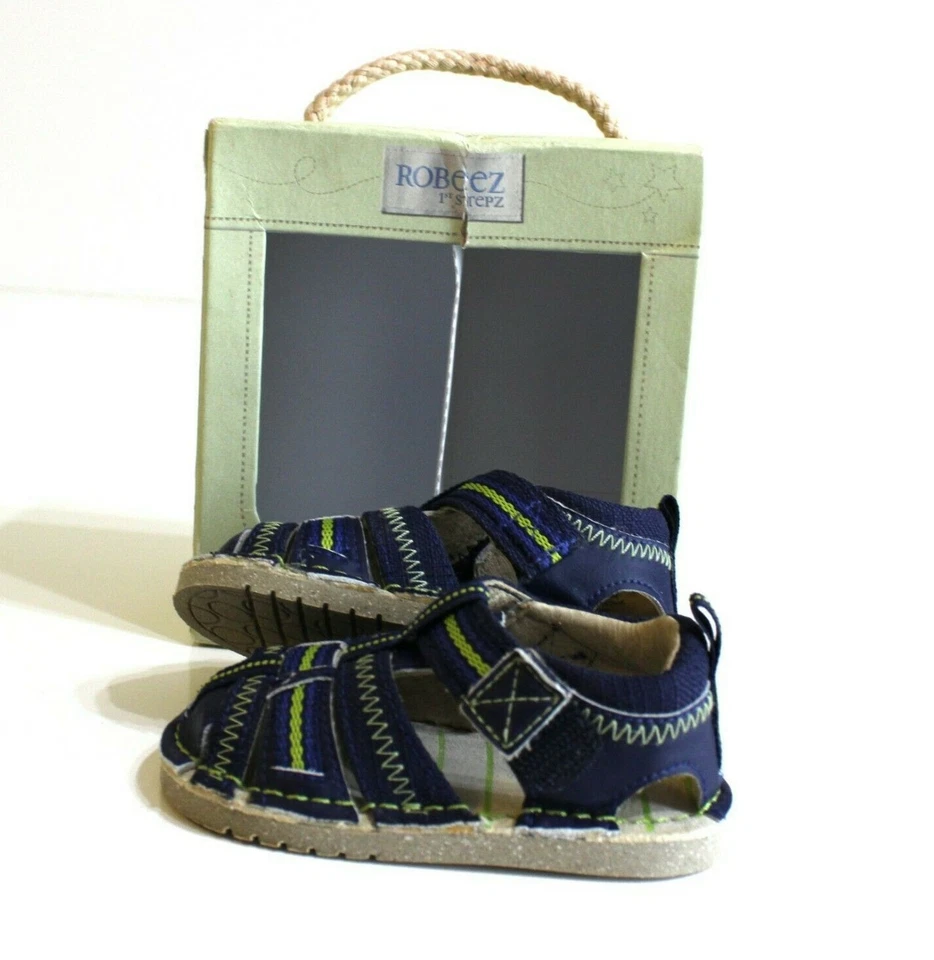 Robeez Baby Boy's Leather Sandals Size 3 Navy Blue - Image 1 of 4