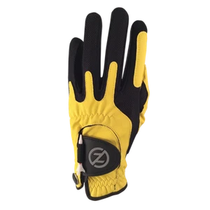 4 Zero Friction Men's Compression One Size Golf Gloves - Right Hand - Yellow - Picture 1 of 1