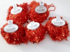 On Line Linie 385 Smash Pompon Yarn Orange Brown Gray Cream Yellow 5 Rolls - Picture 1 of 7