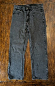 Vtg Oscar Jeans Men's 30x30 Straight Leg Black Denim Carpenter Jeans - Picture 1 of 12