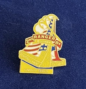 VINTAGE OMAHA BEACH 2ND RANGER BN /6 JUIN 44 /Pointe du HOC / D DAY PIN BADGE - Picture 1 of 2