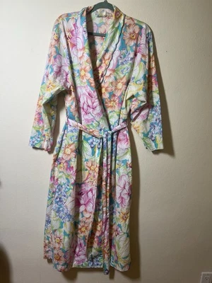 复古维多利亚的秘密黄金标签稀有花卉棉长袍破旧别致 M/L — 第 1/4 张图片