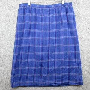 Vintage Pendleton Skirt Womens 20W Blue Plaid Wool A Line Made USA Lined 80s - Picture 1 of 8