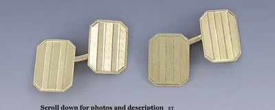 Gemelos antiguos americanos a rayas verticales octogonales de oro de 14 k de los años 1910-1920 Foto 1 de 3