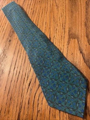 Corbata de seda floral geométrica azul azulado Missoni vintage años 80 usada en excelente estado hecha en España Foto 1 de 4