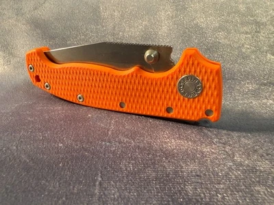 Hoja de punta de clip Demko AD20 D2 mango naranja G10, hoja rara D2 sin recorte Foto 1 de 4
