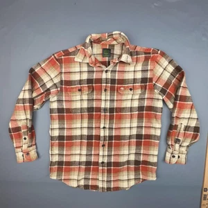 Timberland Shirt Mens Large Orange Plaid Flannel Retro Workwear Casual Outdoors - Picture 1 of 6