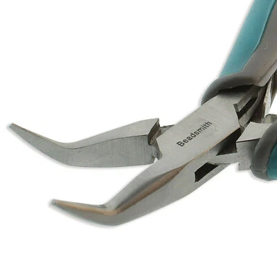 Simply Modern Bent Nose Pliers 55242 Fine Tips Box Joint Contour Grip Beadsmith - Image 1 of 4