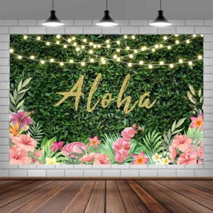 Aloha Backdrop Summer Luau Birthday Backdrop Tropical Hawaiian Baby Shower Pa... - Picture 1 of 5