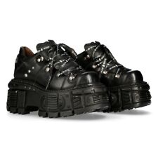New Rock Boots M-TANK120N Unisex Black 100% Leather Gothic Platform Punk Metal