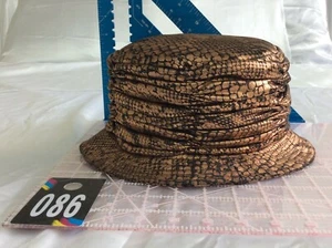 Womens Black & Gold Whittall & Shon Satin Snakeprint Party Church Party Hat NEW! - Bild 1 von 10