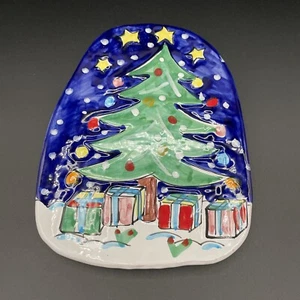 Árbol de Navidad Remache Pintado a Mano - Colgante de Pared de Cerámica - Hecho en Italia - Imagen 1 de 4