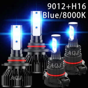 For 2014 2015 GMC Sierra 1500 LED Headlight Hi/Lo + Fog Light Bulbs Combo Blue - Picture 1 of 21