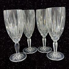 Vintage French Clear Crystal Glass Drinking Glasses Goblet Set 4 Heavy Crafted