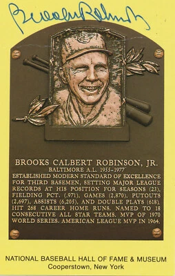 1992 Baseball Hall of Fame postcard signed by Brooks Calbert Robinson, Jr.  - Image 1 of 3