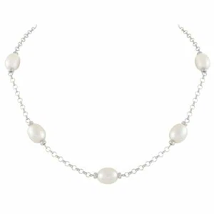 Doyenne AAA weiße Süßwasserperlen Sterlingsilber Halskette - Bild 1 von 3