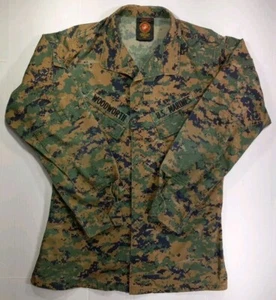 USMC Woodland Digital Slant Pocket Jungle Fatigue Shirt☆Sm/Lng☆American Apparel - Bild 1 von 13