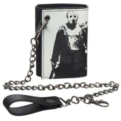 Friday the 13th Jason Metal Chain Wallet Classic Horror Movie Pocket Hockey Mask - Image 1 of 4