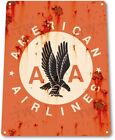 Panneau en métal étain logo American Airlines AA avion rétro vintage décoration murale métal