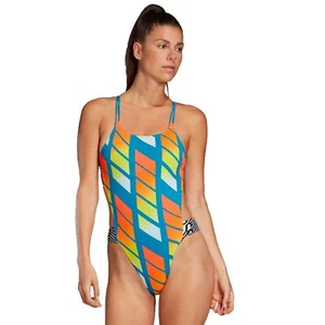 Adidas Tokyo 2 Bathing Suit Swimsuit Feminine Trackies Turquoise Multicoloured - Picture 1 of 4