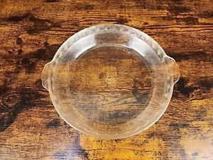 USA RARO Pyrex Deep Dish Pie Plate 9 1/2" bordo scanalato vecchio logo vetro trasparente 229 - Foto 1 di 13