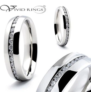 Edelstahl Eternity Ring CZ Band 4 mm 6 mm 8 mm Größe 4 bis 13,5 - Bild 1 von 22