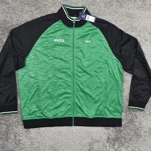 FILA Nigeria Track Jacket Men's Size 4XL Big and Tall Green Black Soccer - Picture 1 of 8