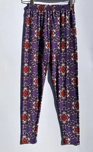 Agnes & Dora Floral Purple/Red Multicolor Stretch Leggings Size S/M - Picture 1 of 12