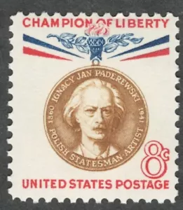 US. 1160. 8c. Jan Paderewski, polnischer Staatsmann & Musiker. postfrisch 1960 - Bild 1 von 1